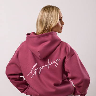 Gym King Script Fleece Hoodie - Berry