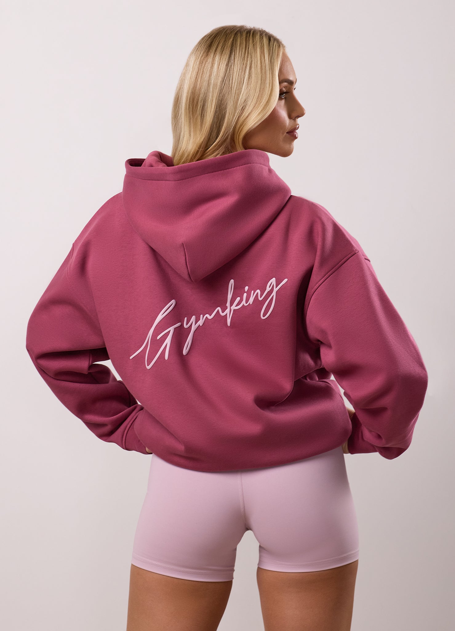 Gym King Script Fleece Hoodie - Berry
