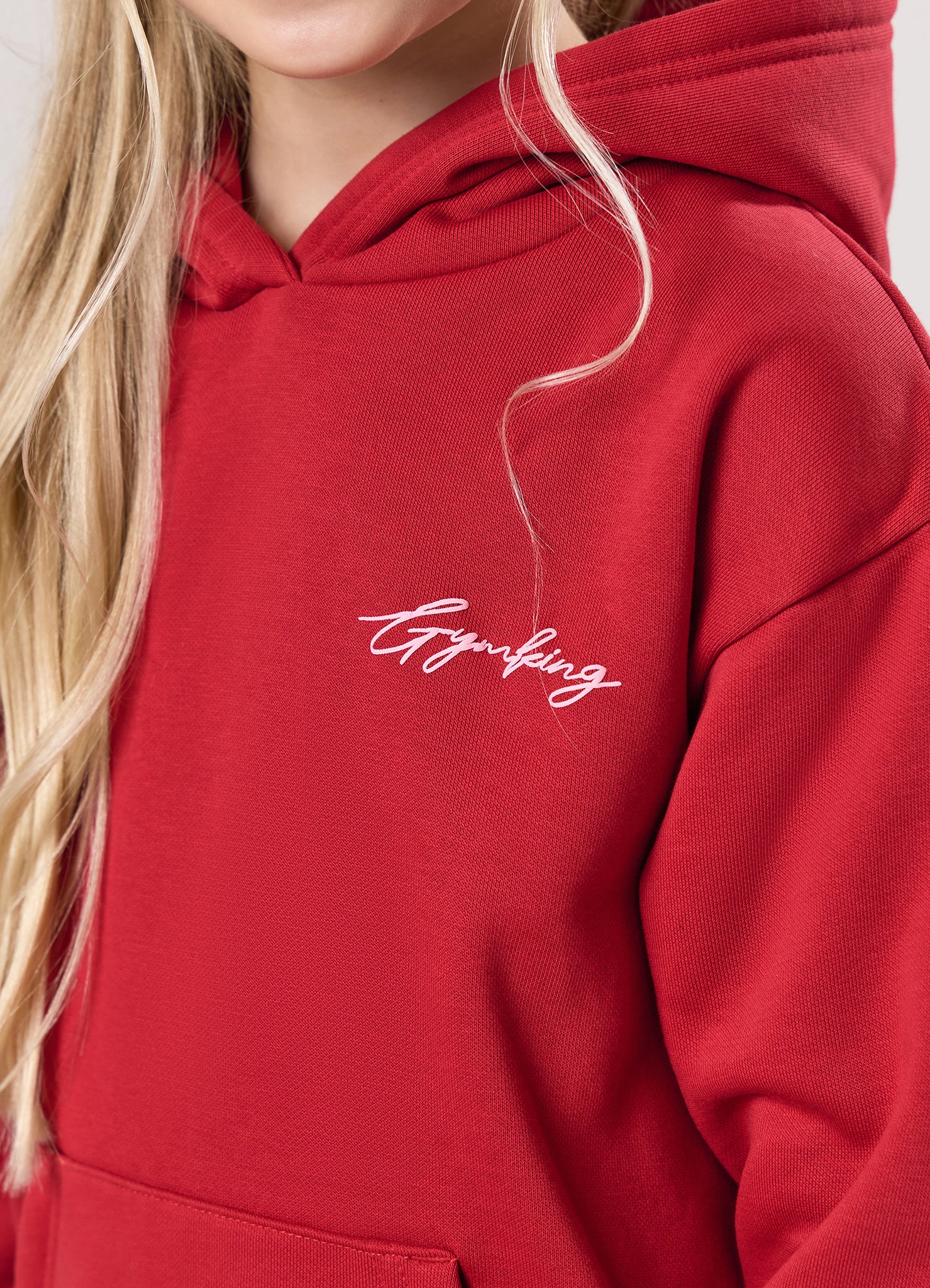 Gym King Kids Script Fleece Tracksuit - Scarlet Red