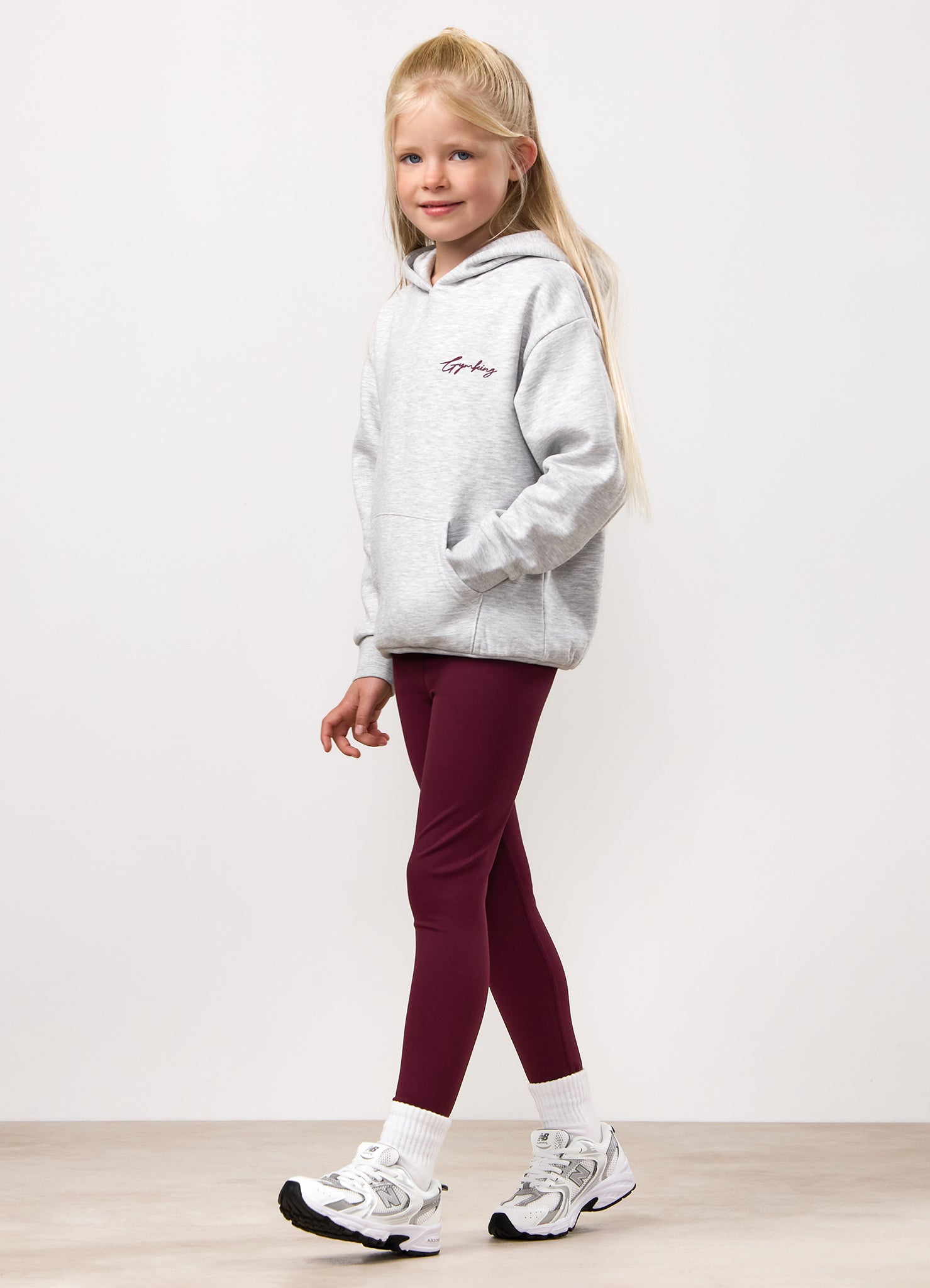 Gym King Kids Script Fleece Hood - Snow Marl