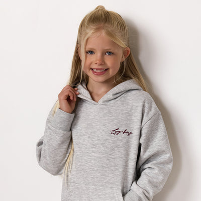 Gym King Kids Script Fleece Hoodie - Snow Marl