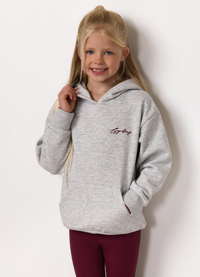 Gym King Kids Script Fleece Hood - Snow Marl