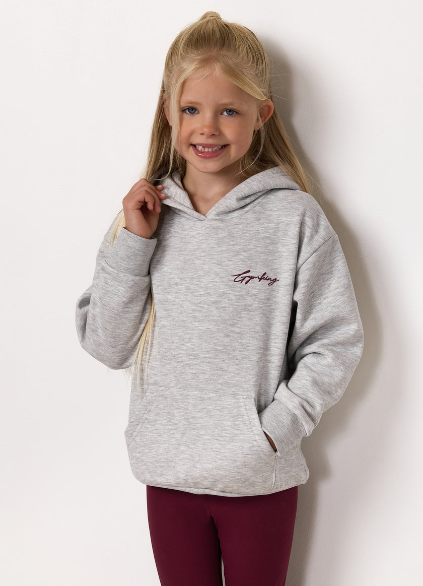 Gym King Kids Script Fleece Hood - Snow Marl