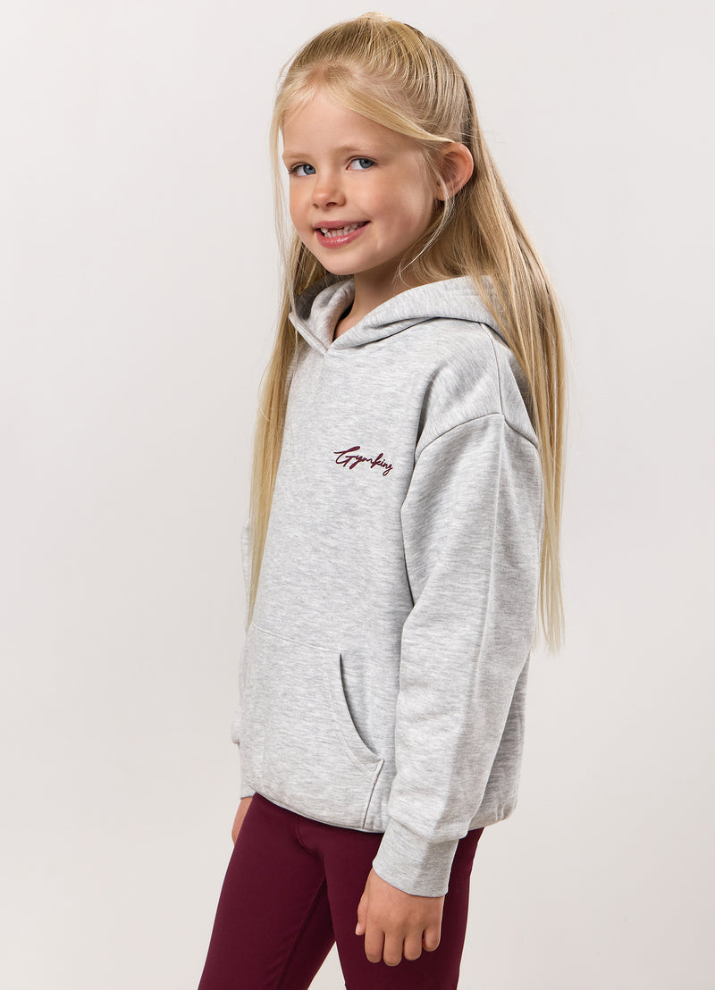Gym King Kids Script Fleece Hood - Snow Marl