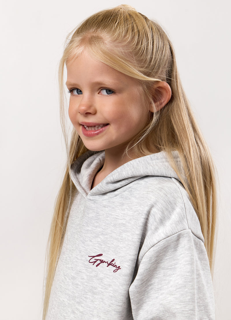 Gym King Kids Script Fleece Hood - Snow Marl