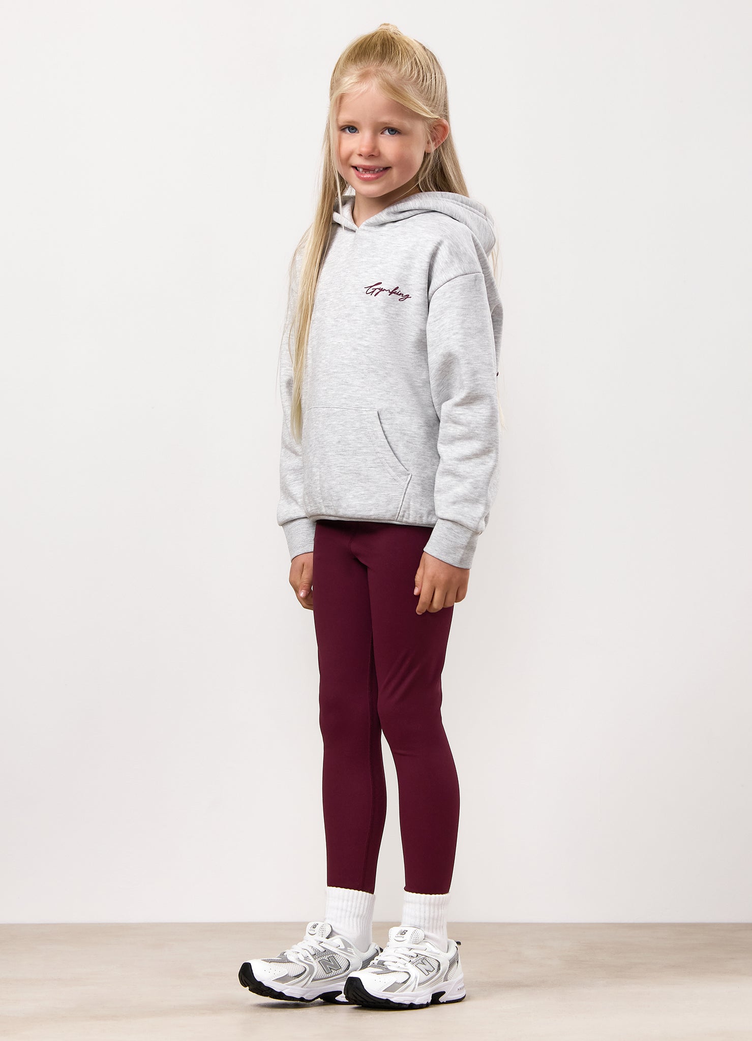 Gym King Kids Script Fleece Hood - Snow Marl