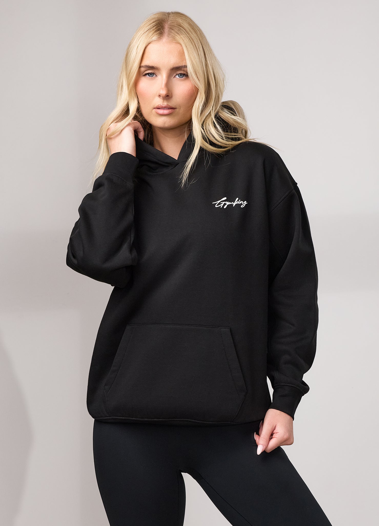 Gym King Script Fleece Hoodie - Black/White