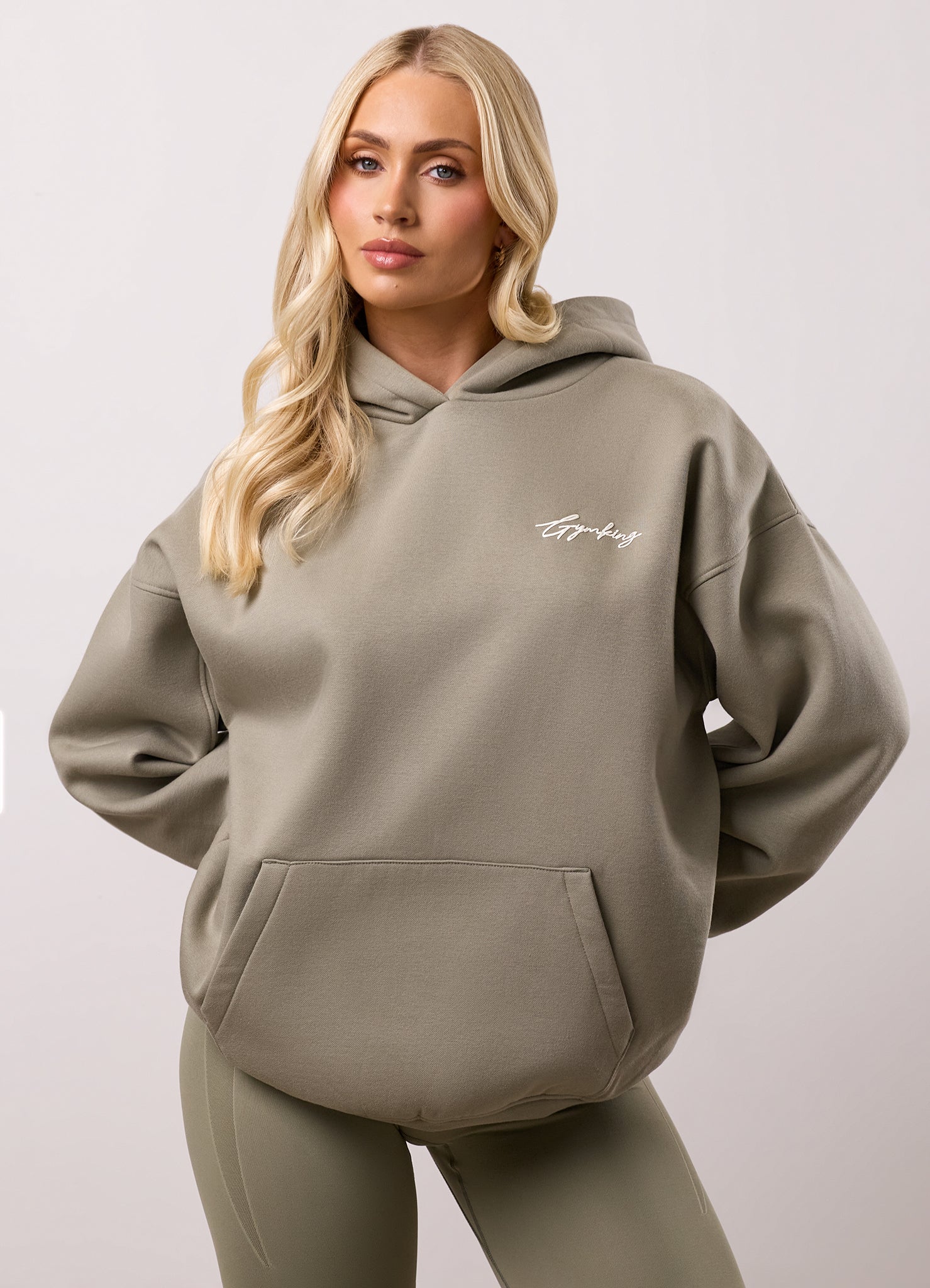 Gym King Script Fleece Hoodie - Eucalyptus