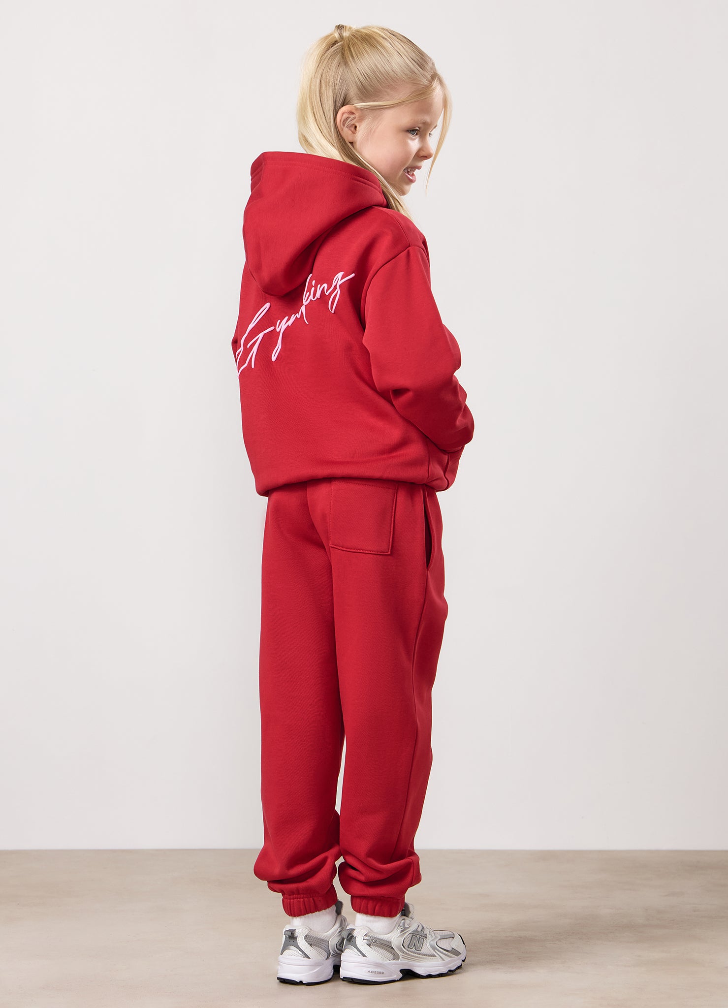 Gym King Kids Script Relaxed Fit Jogger - Scarlet Red