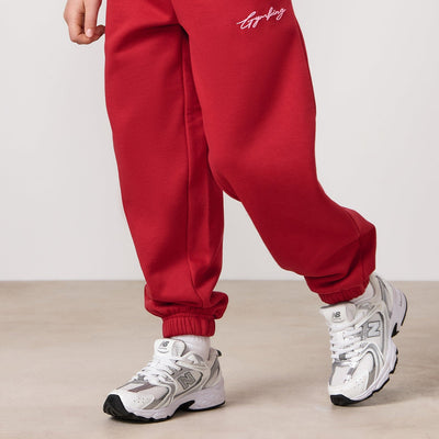 Gym King Kids Script Relaxed Fit Jogger - Scarlet Red