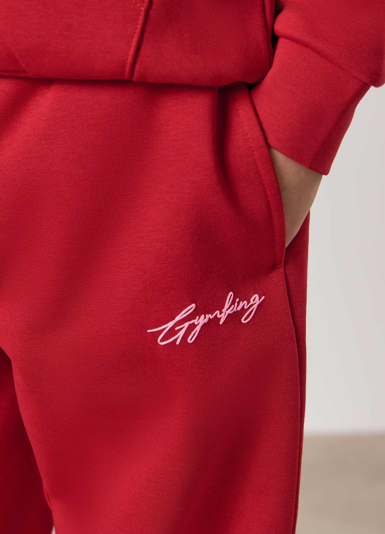 Gym King Kids Script Relaxed Fit Jogger - Scarlet Red