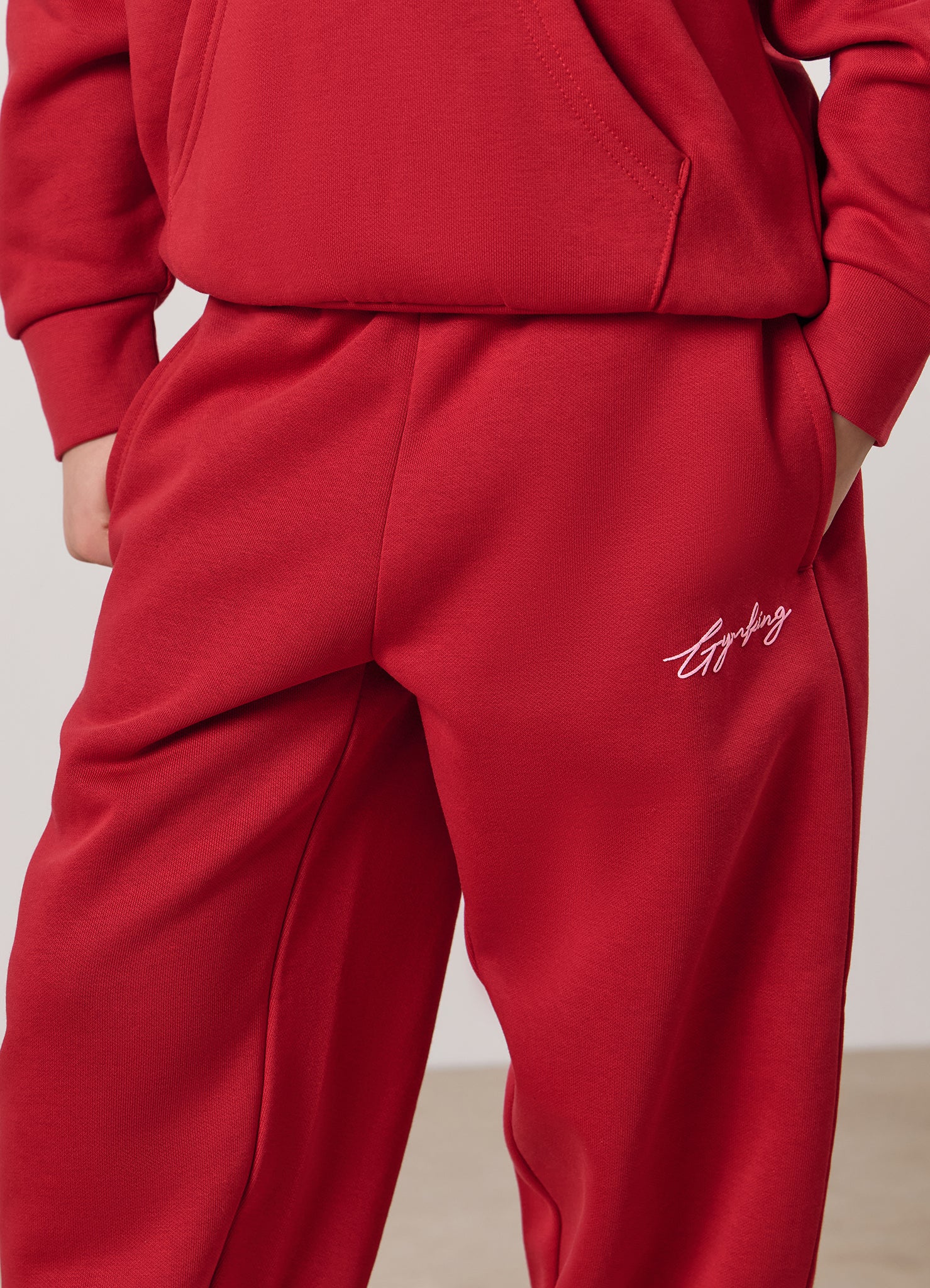 Gym King Kids Script Relaxed Fit Jogger - Scarlet Red