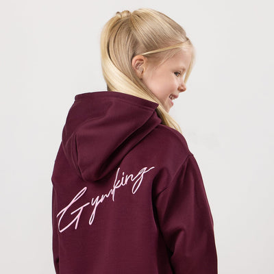 Gym King Kids Script Fleece Hoodie - Dark Cherry