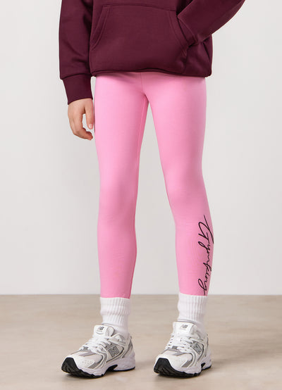 Gym King Kids Script Jersey Legging - Candy Pink