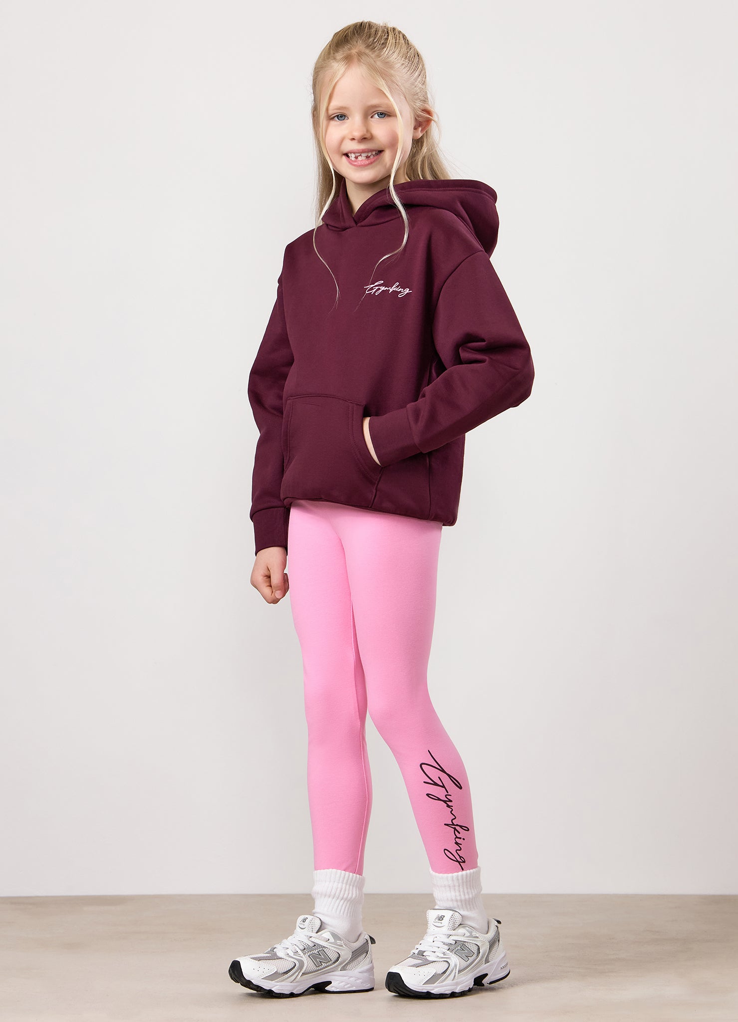Gym King Kids Script Jersey Legging - Candy Pink