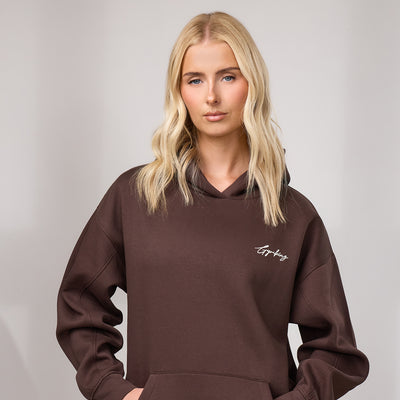 Gym King Script Fleece Hoodie - Dark Chocolate/Cream