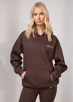 Gym King Script Fleece Hoodie - Dark Chocolate/Cream thumbnail