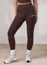 Gym King Script Jersey Legging - Dark Chocolate/Cream thumbnail