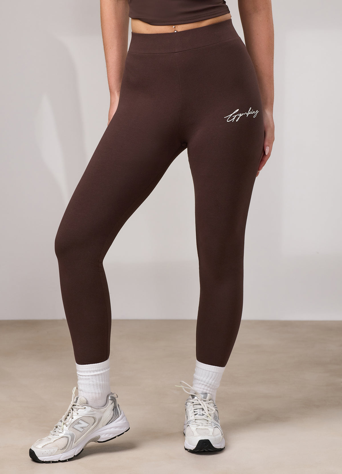 Gym King Script Jersey Legging - Dark Chocolate/Cream