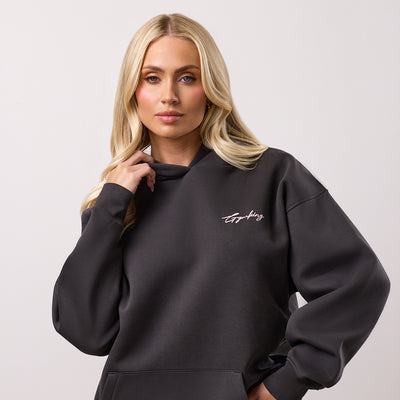 Gym King Script Fleece Hoodie - Dark Pewter