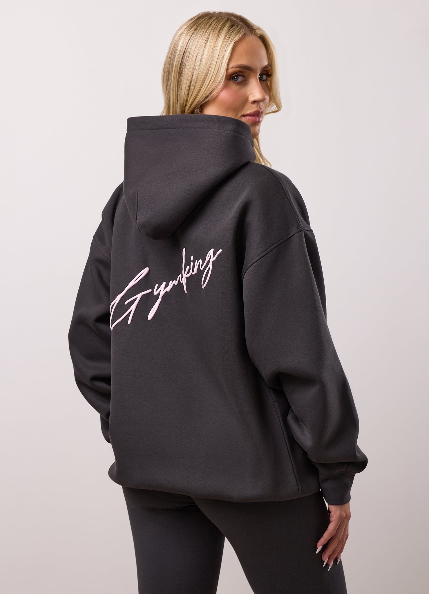 Gym King Script Fleece Hoodie - Dark Pewter