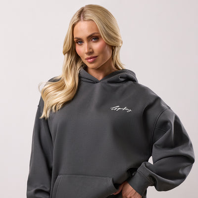Gym King Script fleecehoodie - Green Smoke