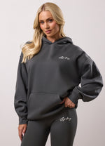 Gym King Script Fleece Hoodie - Green Smoke thumbnail