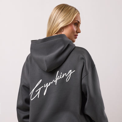 Gym King Script Fleece Hoodie - Green Smoke