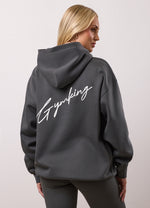 Gym King Script Fleece Hoodie - Green Smoke thumbnail