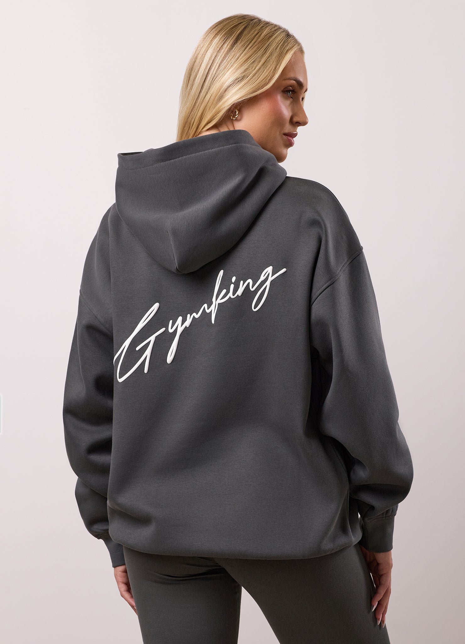 Gym King Script Fleece Hoodie - Green Smoke