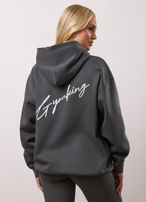 Gym King Script Fleece Hoodie - Green Smoke