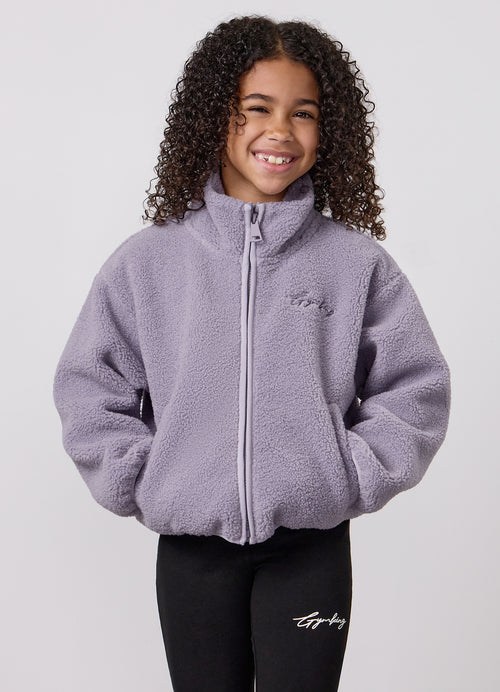 Gym King Younger Kids Script Funnel Full Zip Borg - Dusky Purple