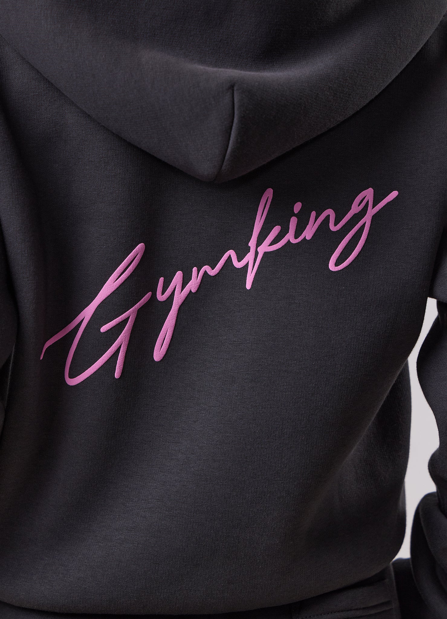 Gym King Kids Script Full Zip Crop Hood - Dark Pewter