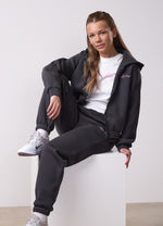 Gym King Kids Script Full Zip Crop Tracksuit - Dark Pewter