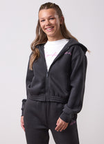 Gym King Kids Script Full Zip Crop Tracksuit - Dark Pewter