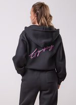 Gym King Kids Script Full Zip Crop Tracksuit - Dark Pewter