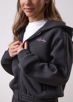 Gym King Kids Script Full Zip Crop Tracksuit - Dark Pewter