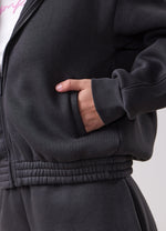 Gym King Kids Script Full Zip Crop Tracksuit - Dark Pewter