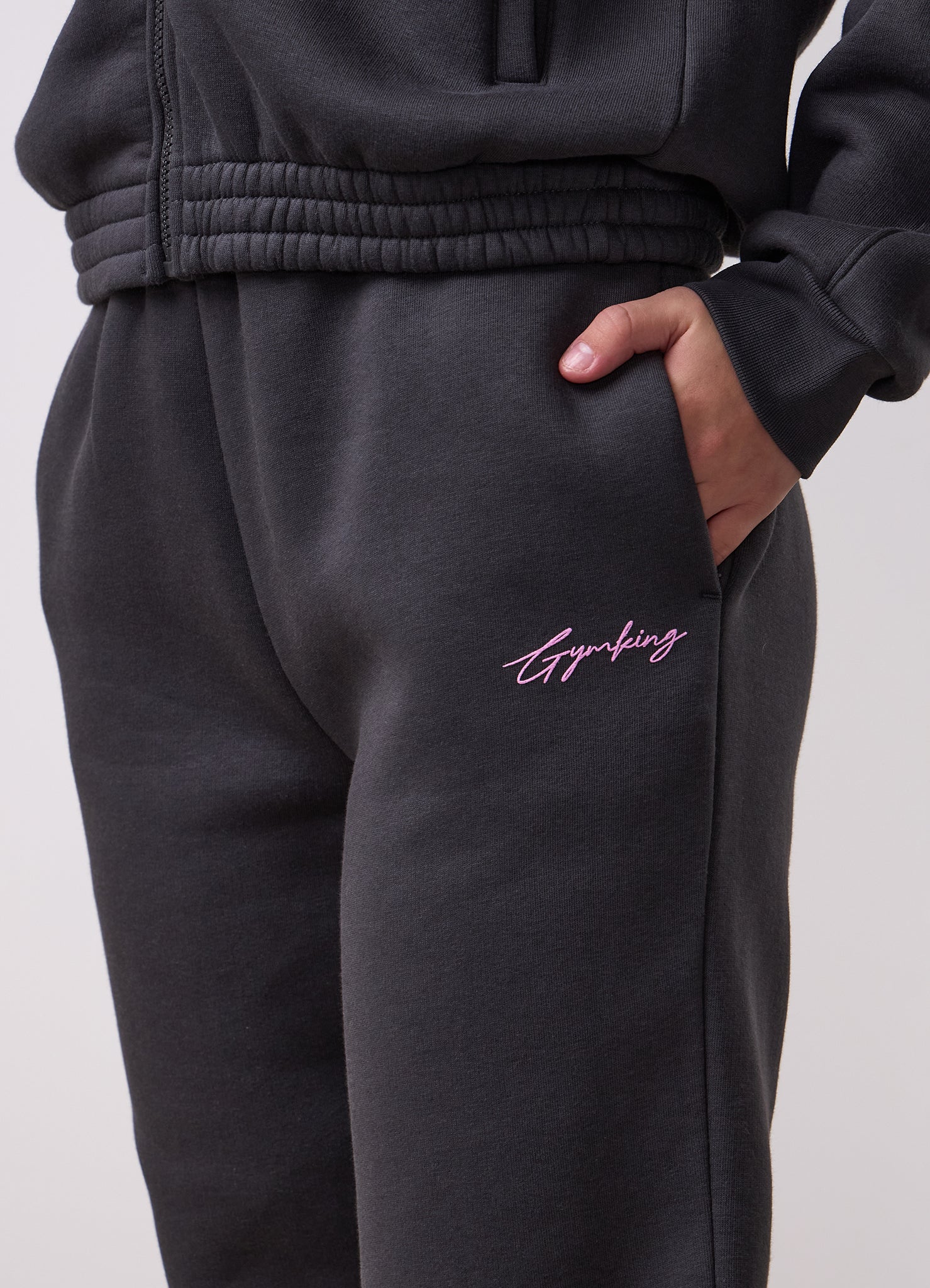 Gym King Kids Script Relaxed Fit Jogger - Dark Pewter