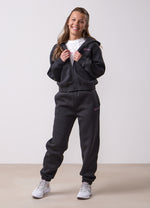 Gym King Kids Script Full Zip Crop Tracksuit - Dark Pewter