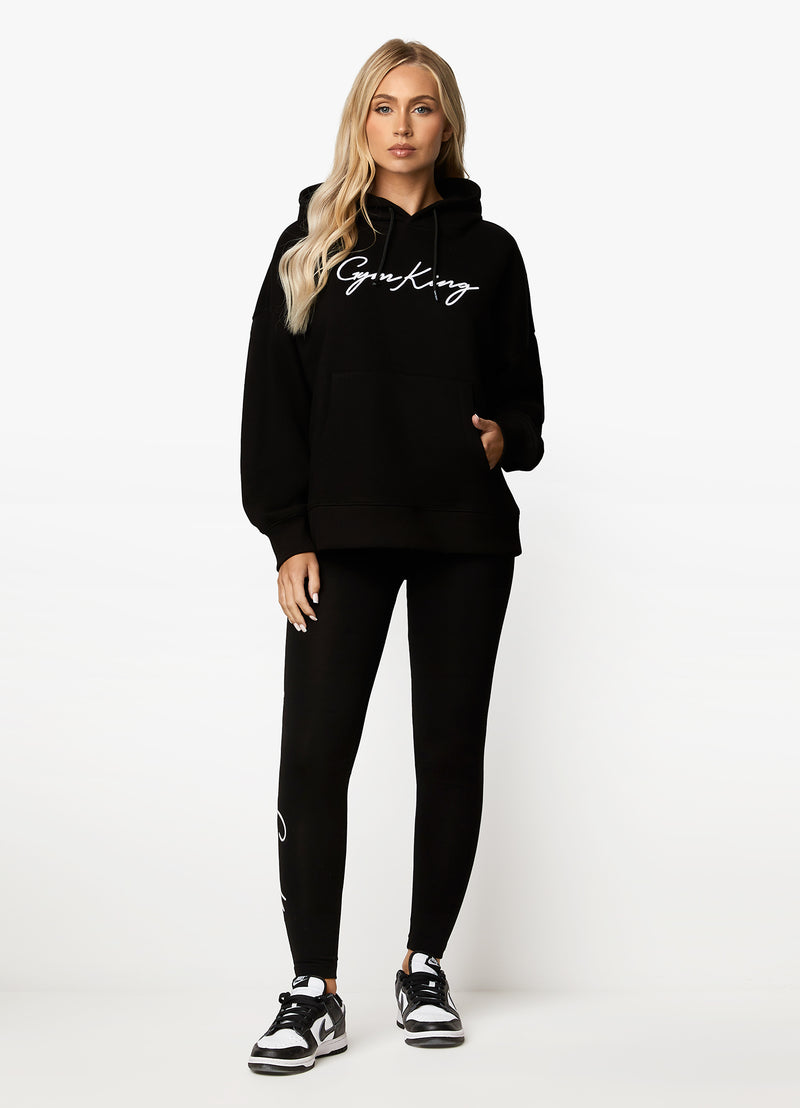 Gym King Script Hood - Black/White