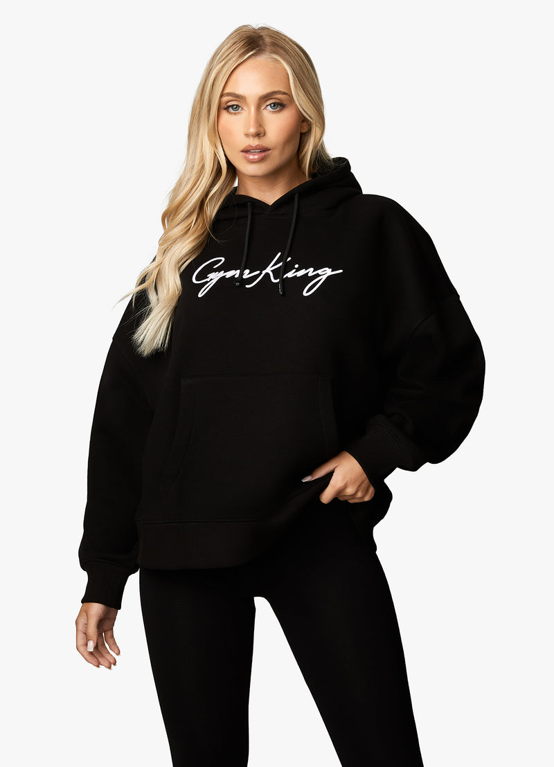 Gym King Script Hood - Black/White