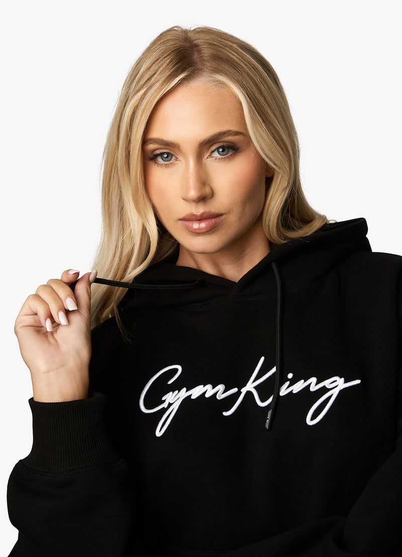 Gym King Script Hood - Black/White