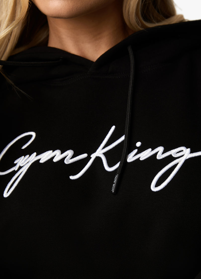 Gym King Script Hood - Black/White