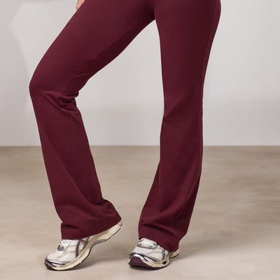 Gym King Script Flared Jersey Legging - Deep Cherry/Cream