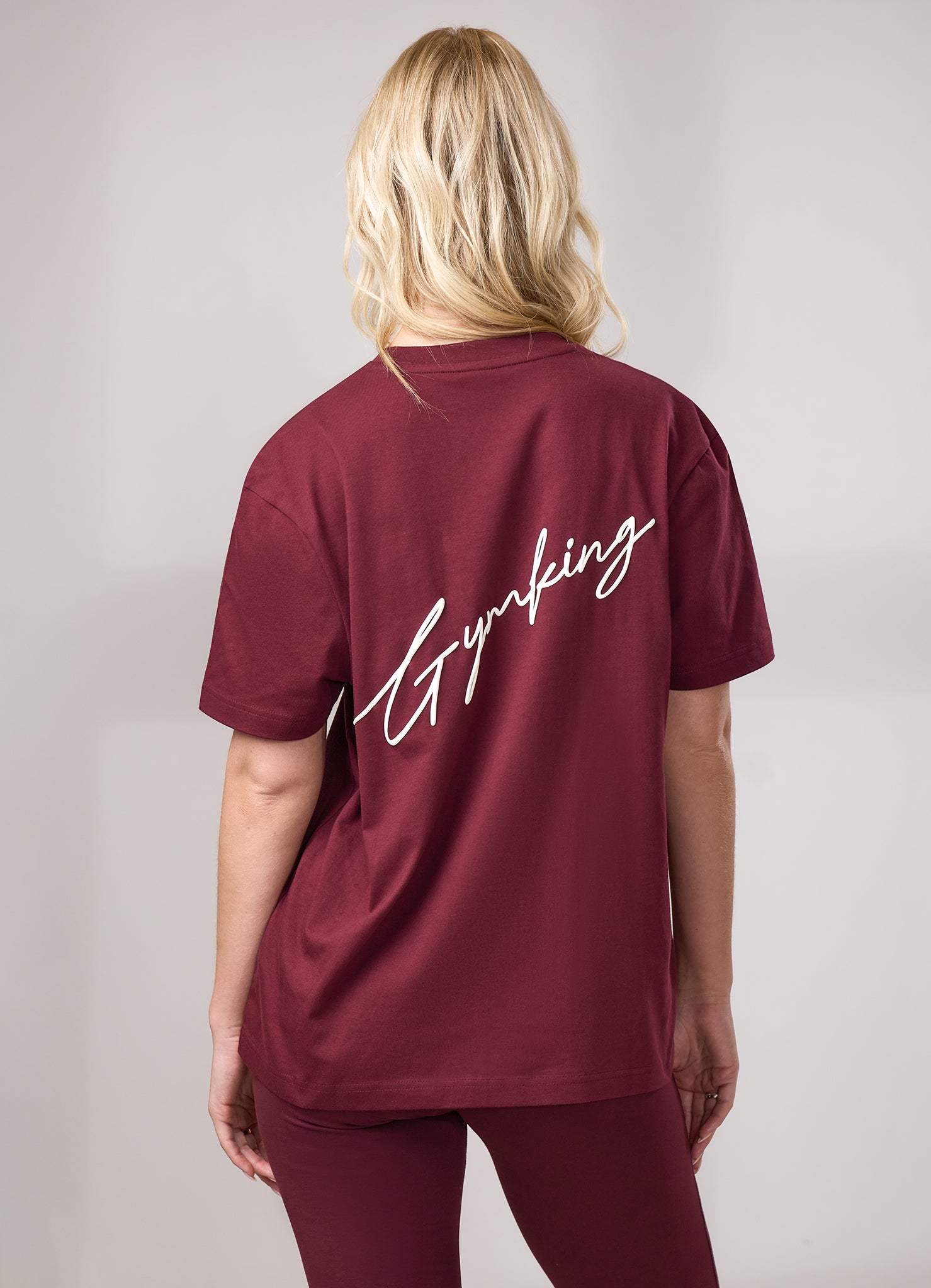 Gym King Script Jersey BF Tee - Deep Cherry/Cream