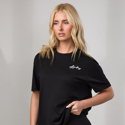 Gym King Script Jersey BF T-shirt - Zwart/Wit