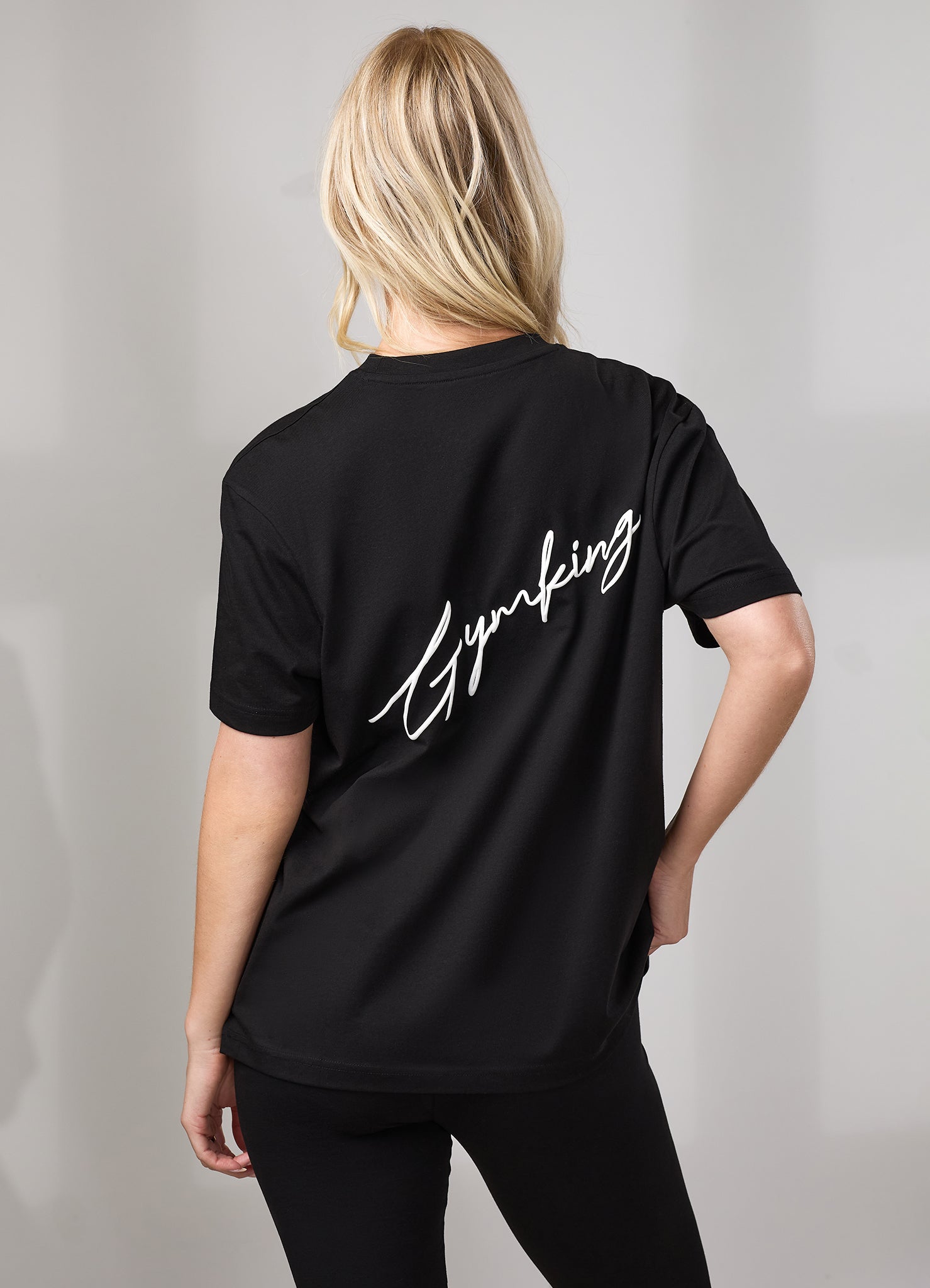 Gym King Script Jersey BF Tee - Black/White