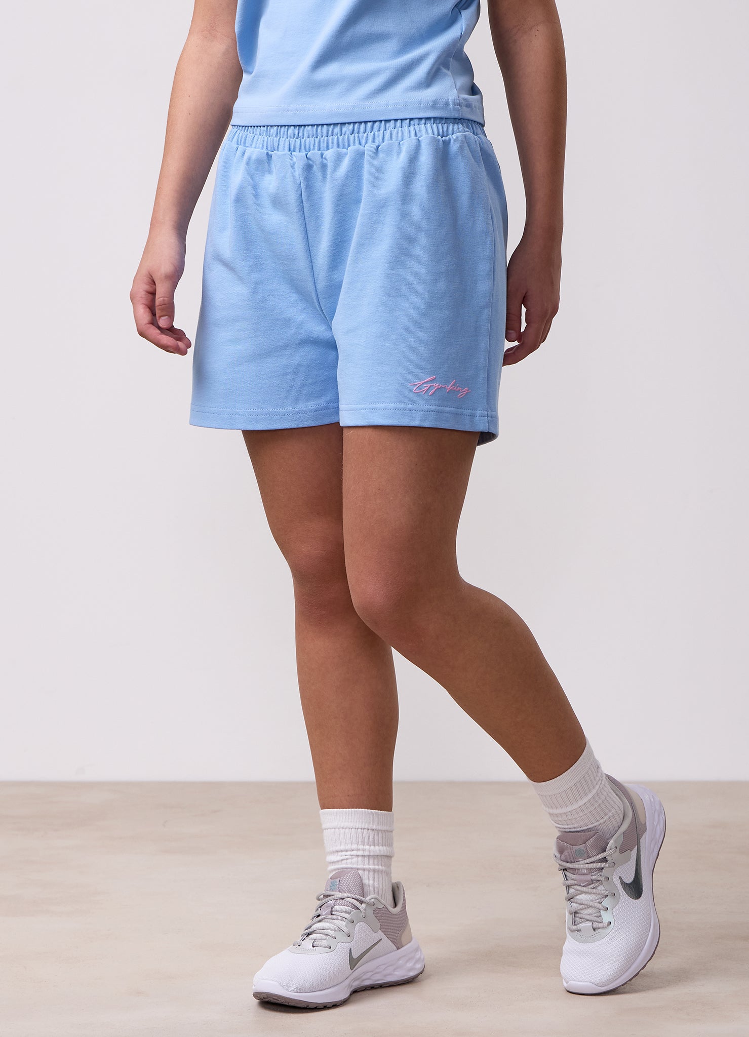 Gym King Kids Script Relaxed Fit Short - Sky Blue