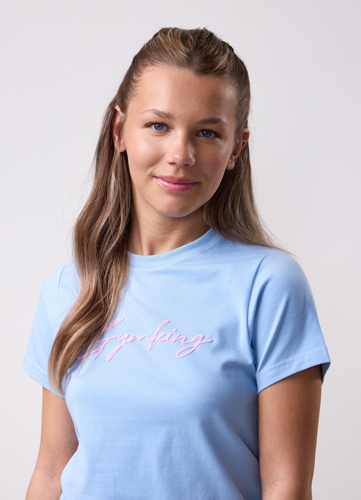 Gym King Kids Script Jersey Fitted Tee - Sky Blue
